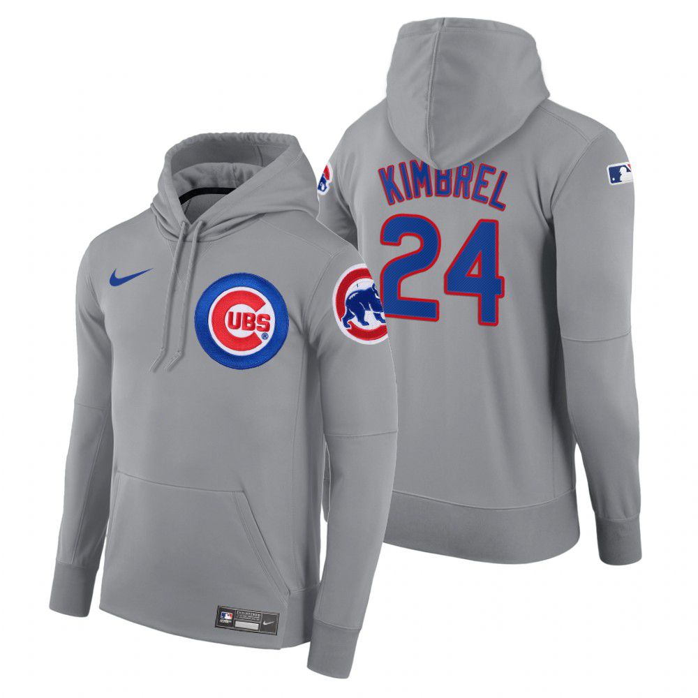 Men Chicago Cubs #24 Kimbrel gray road hoodie 2021 MLB Nike Jerseys